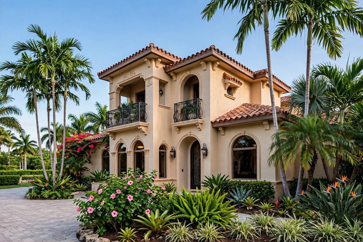 Home exterior of new construction in Boca Raton Riviera, built on an off-market lot the builder cleared after closing