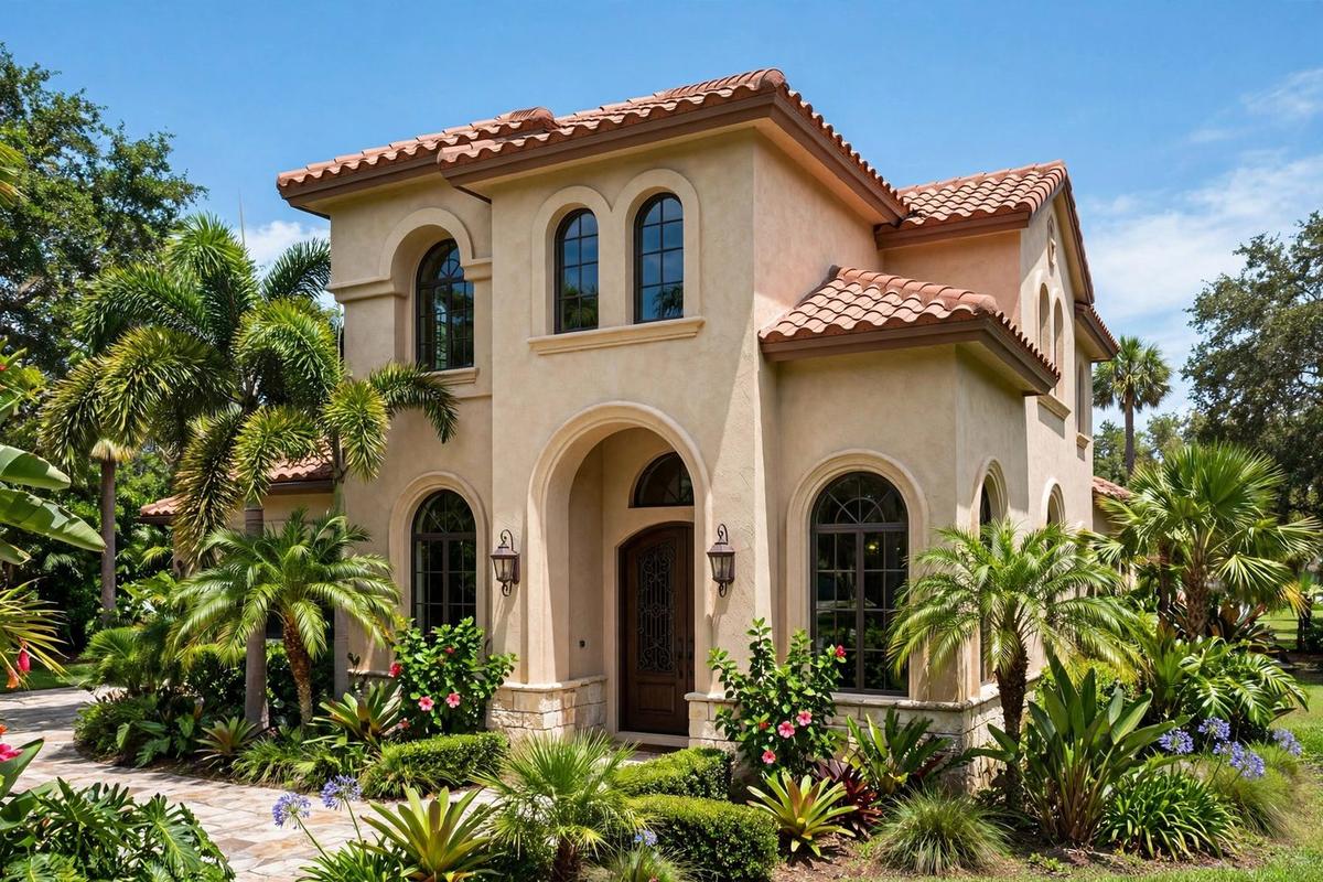 Home exterior of new construction in Palma Ceia, Tampa, built on a lot acquired off-market with well-timed builder buying