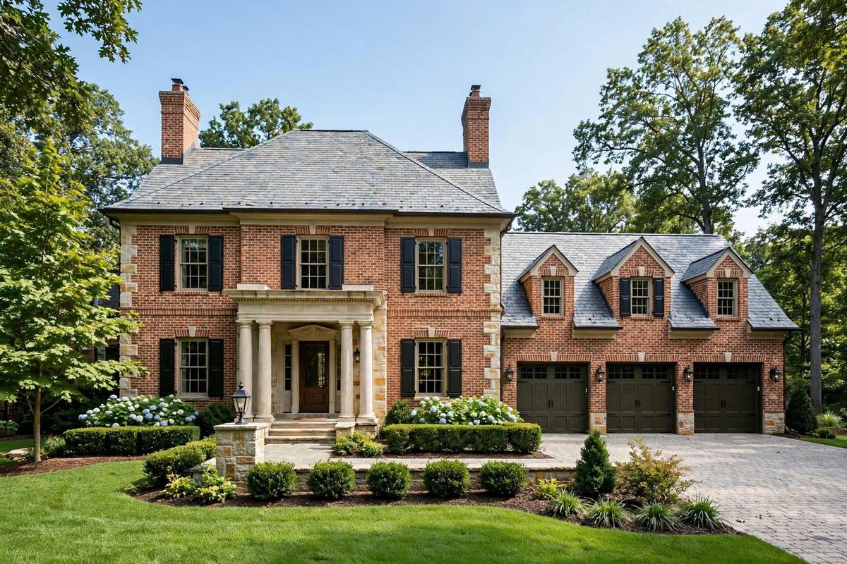 Home exterior of new construction in Brentwood, Tennessee, on a large lot where a builder bid beat iBuyer offers