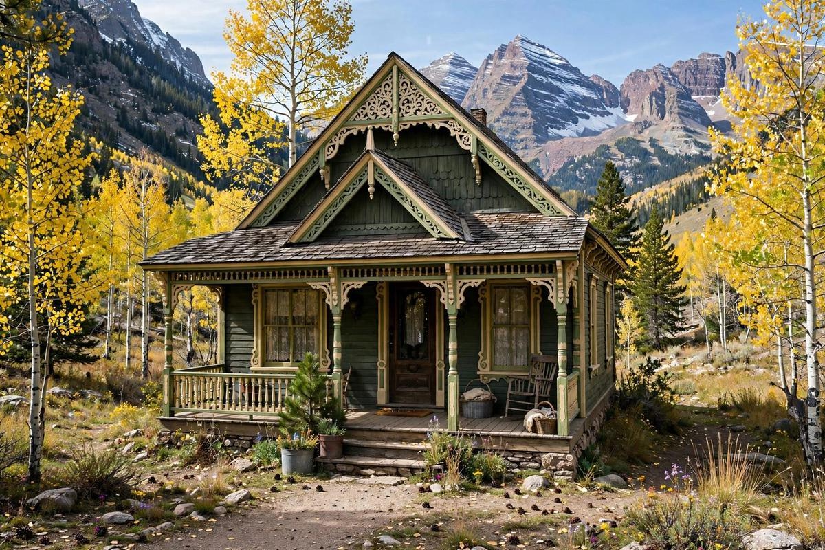 Rustic cabin-style home in Carbondale with wood siding, stone foundation, and mountain views.