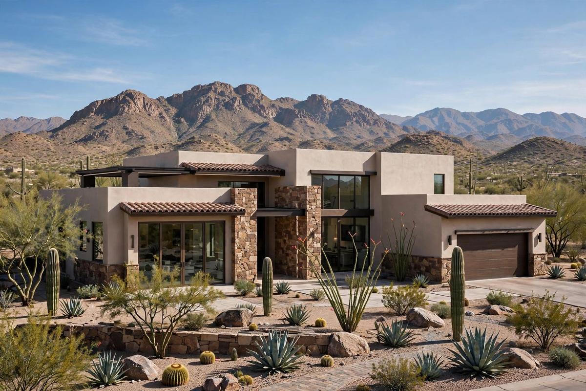 Luxury desert contemporary estate in North Scottsdale, Arizona, with golf course frontage and resort-style landscaping.