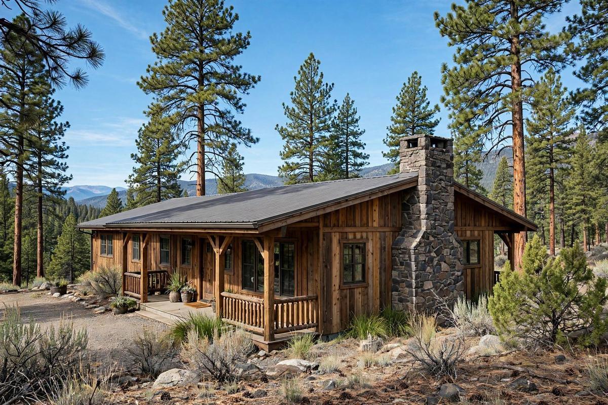 Upscale mountain ranch home in Flagstaff, Arizona, on a pine forest lot.